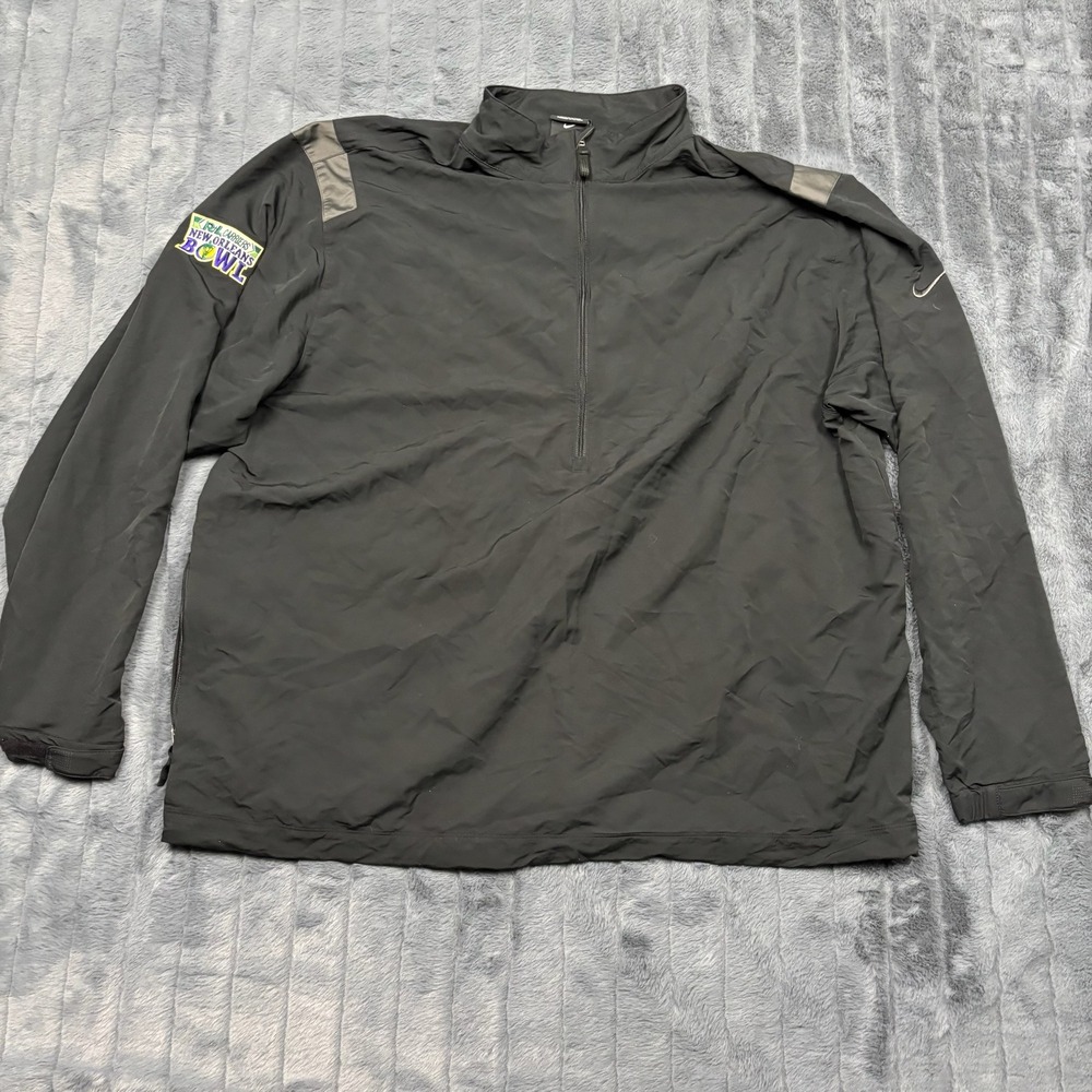 Nike Golf Mens XXL New Orleans Bowl Quarter Zip Windbreaker Jacket Black 11461